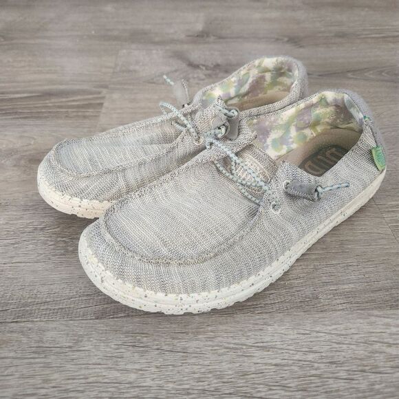 Hey Dude Shoes - Hey Dude Womens Wendy Casual Slip On Shoes Size 8 Gray Stretch Pearl River